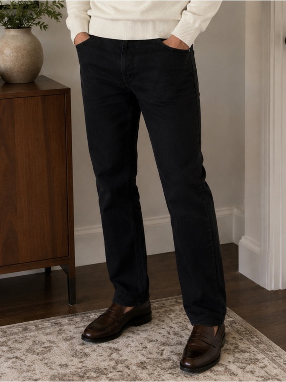 Brax Carlos Men’s Black Stretch Straight Leg Pants Jeans Size 33x32 Germany